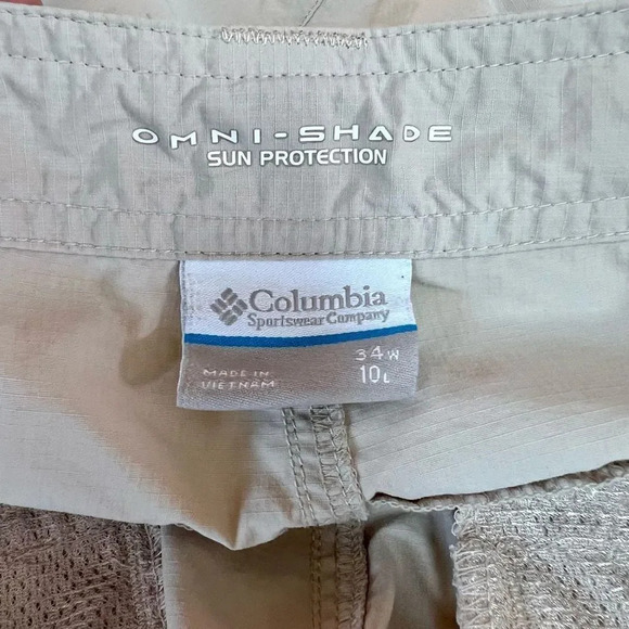 Columbia Men's Tan Omni-Shade Sun‎ Protection Cargo Shorts Size 34L 10L - Picture 8 of 11